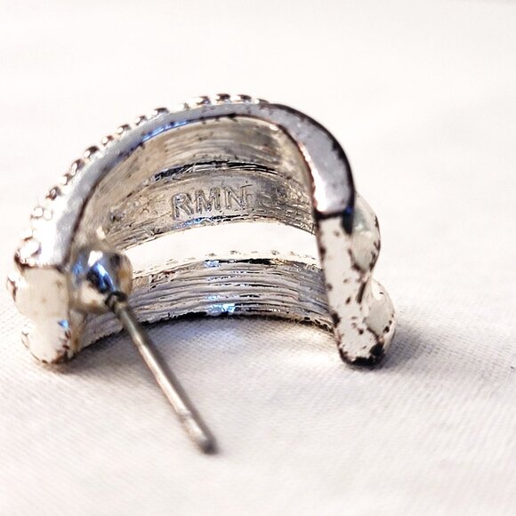 Vtg Art Deco Breakfast At Tiffanys Silver Diamond Costume Earrings RMN Roman Co. - Picture 3 of 4